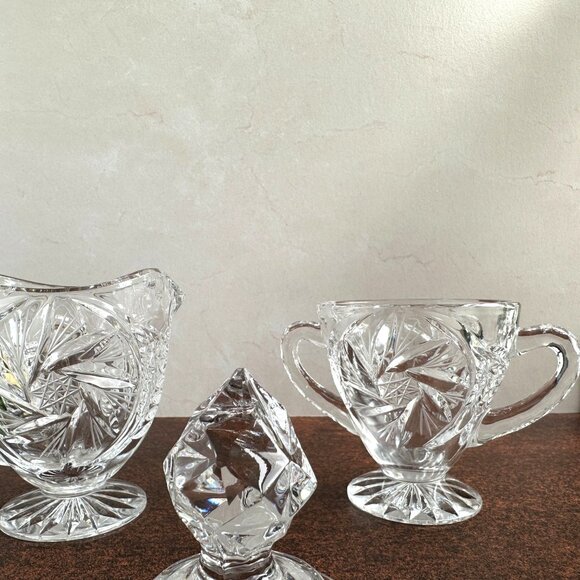 Pinwheel Polish Lead Crystal Sugar & Creamer - Picture 7 of 9